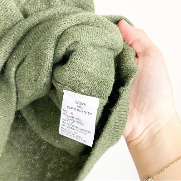 Woolrich Green Lambswool Quarter Zip Sweater Sz XL - Picture 3 of 5
